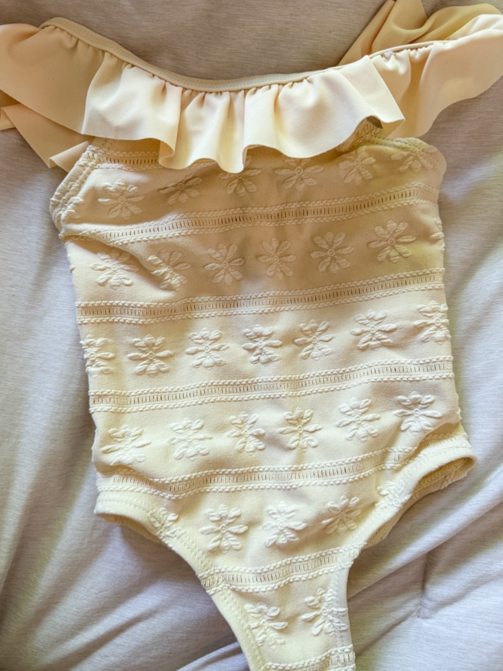 Primark yellow embossed floral swim suit